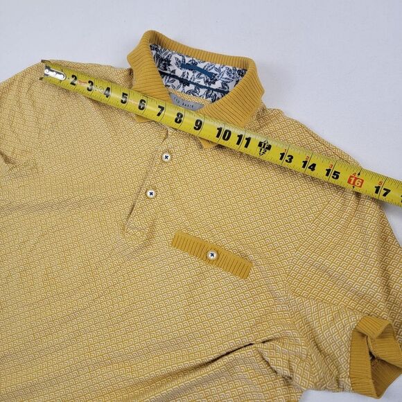 Ted Baker Men's Mustard Polo Shirt‎ Mens Size 3 Medium Short Sleeve - Picture 7 of 9